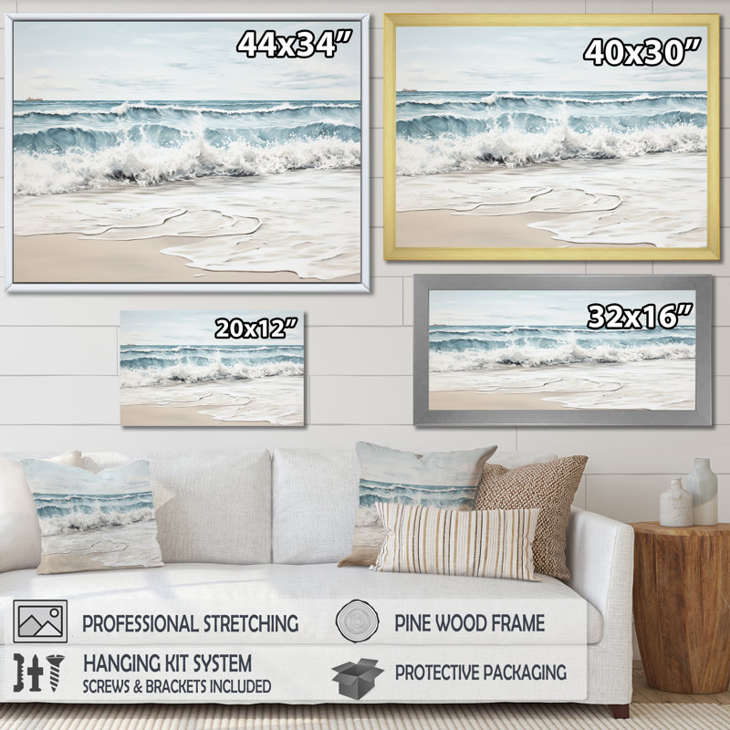 «Alivianna Beach Minimalisme Landscape III», reproduction sur toile, H 34 po x l 44 po x P 1,5 po, Cadre flottant érable