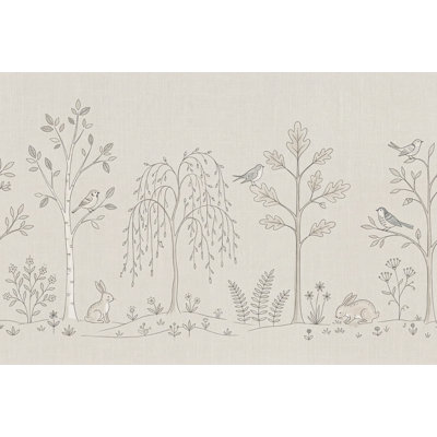 Woodland papier peint forêt paysage ligne art mural amovible