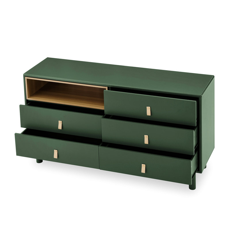 Commode 5 tiroirs Hobert, Vert