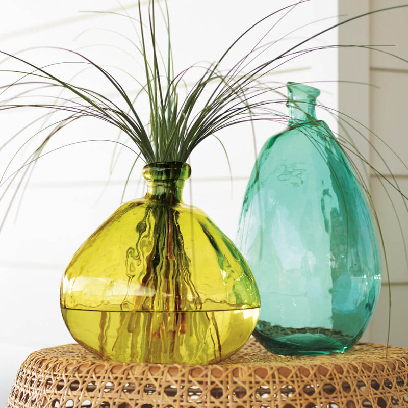 Frary Artisan-Crafted Recycled Glass Balloon Tall Vase, Blue