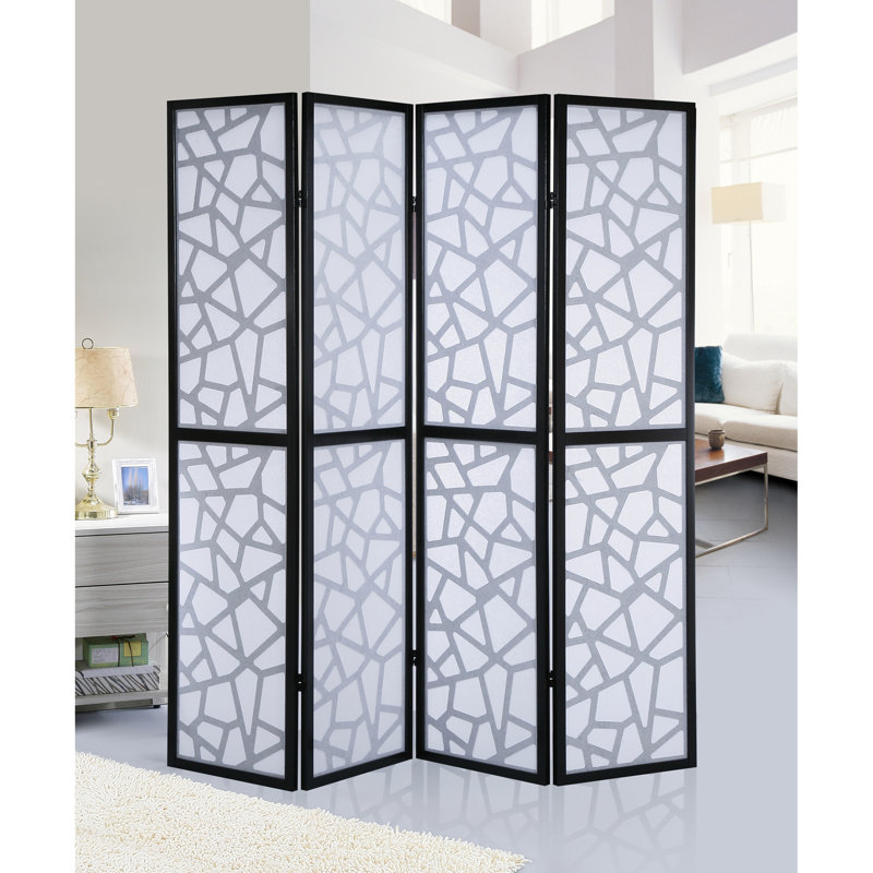 Giyano 4 Panel Screen Room Divider, Black