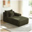 Chaise longue verte en peluche droite 37,5 po avec porte-gobelet pour le salon
