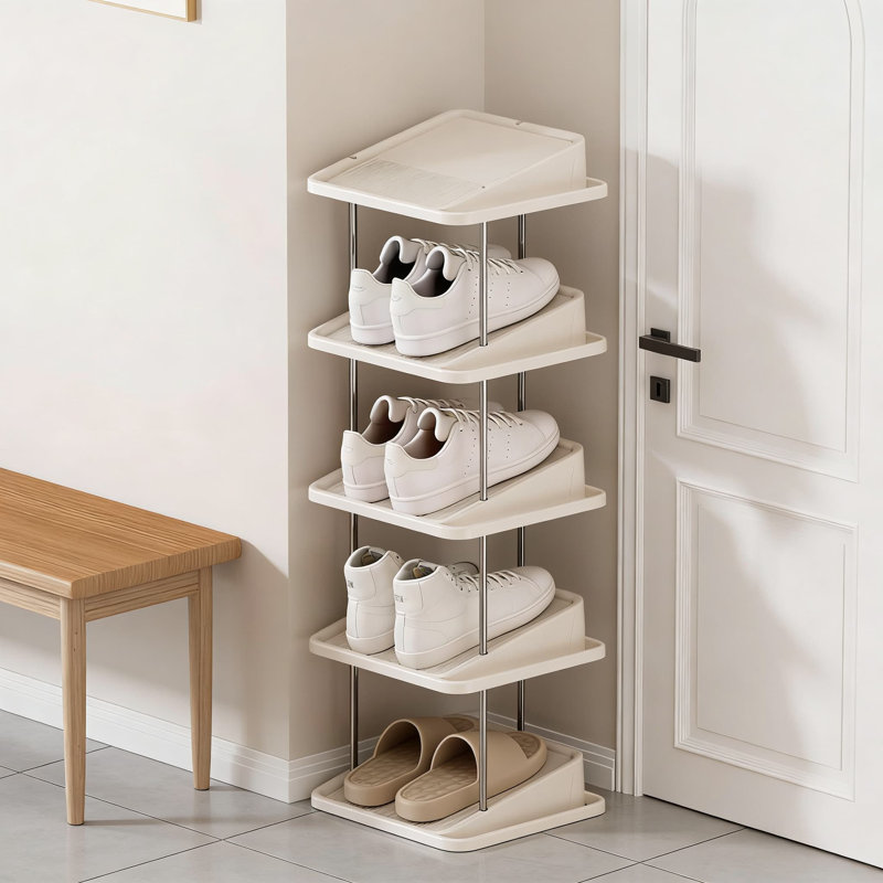 Stackable Shoe Rack Organizer, 5-Tier Vertical Shoe Tower For Space Saving Storage In Entryway, Closet, Or Bedroom