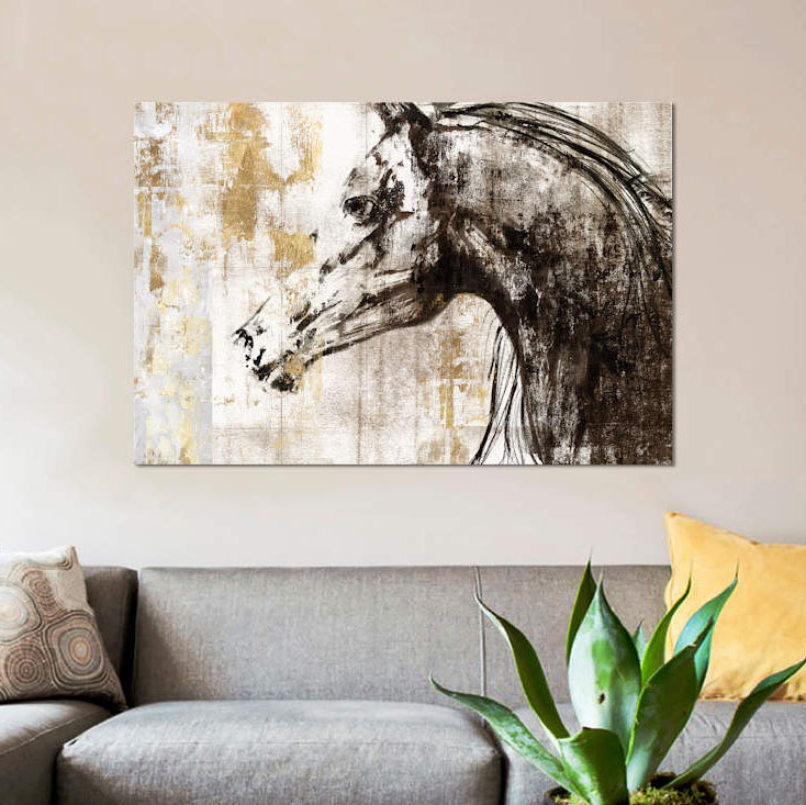 « équestres gold iv », reproduction d’impression sur toile, H 26 po x l 40 po x P 1,5 po