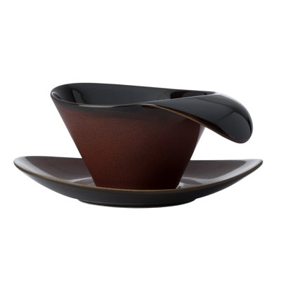 Rustic Crimson Oval Coupe Saucers, 7.25", by Luzerne