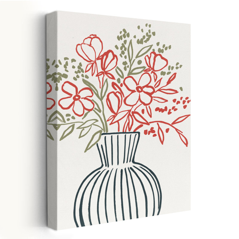 Botanical Simplicity II - Illustration florale et botanique, dessin au trait, fleurs, H 24 po x l 16 po