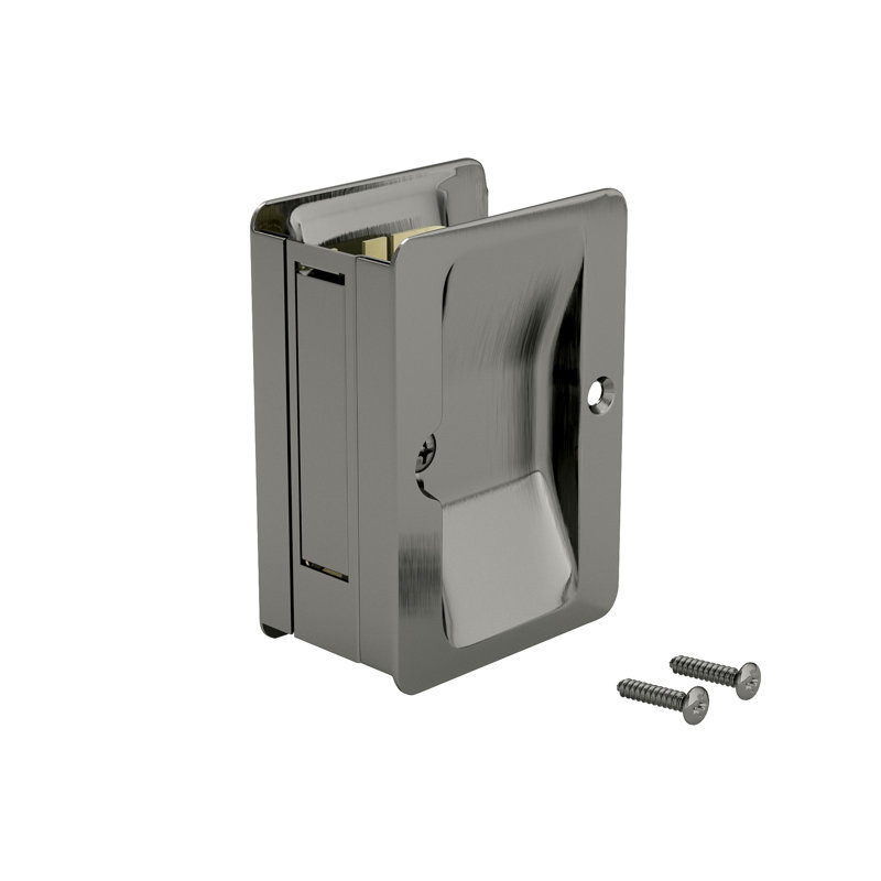 Quincaillerie de porte coulissante escamotable rectangulaire, Nickel antique