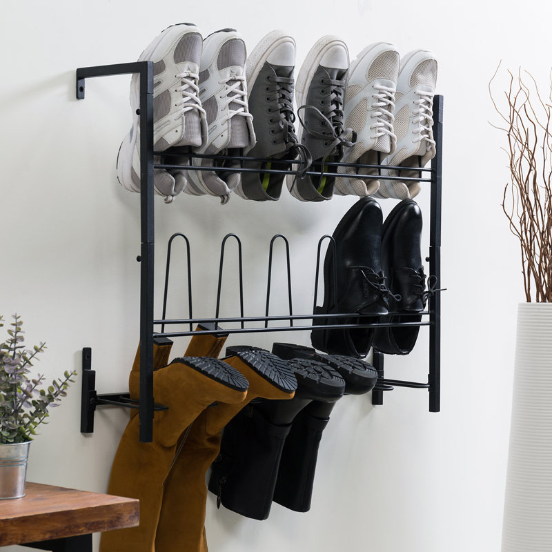 Wall Entryway 9 Pair Shoe Hanging Rack, Black