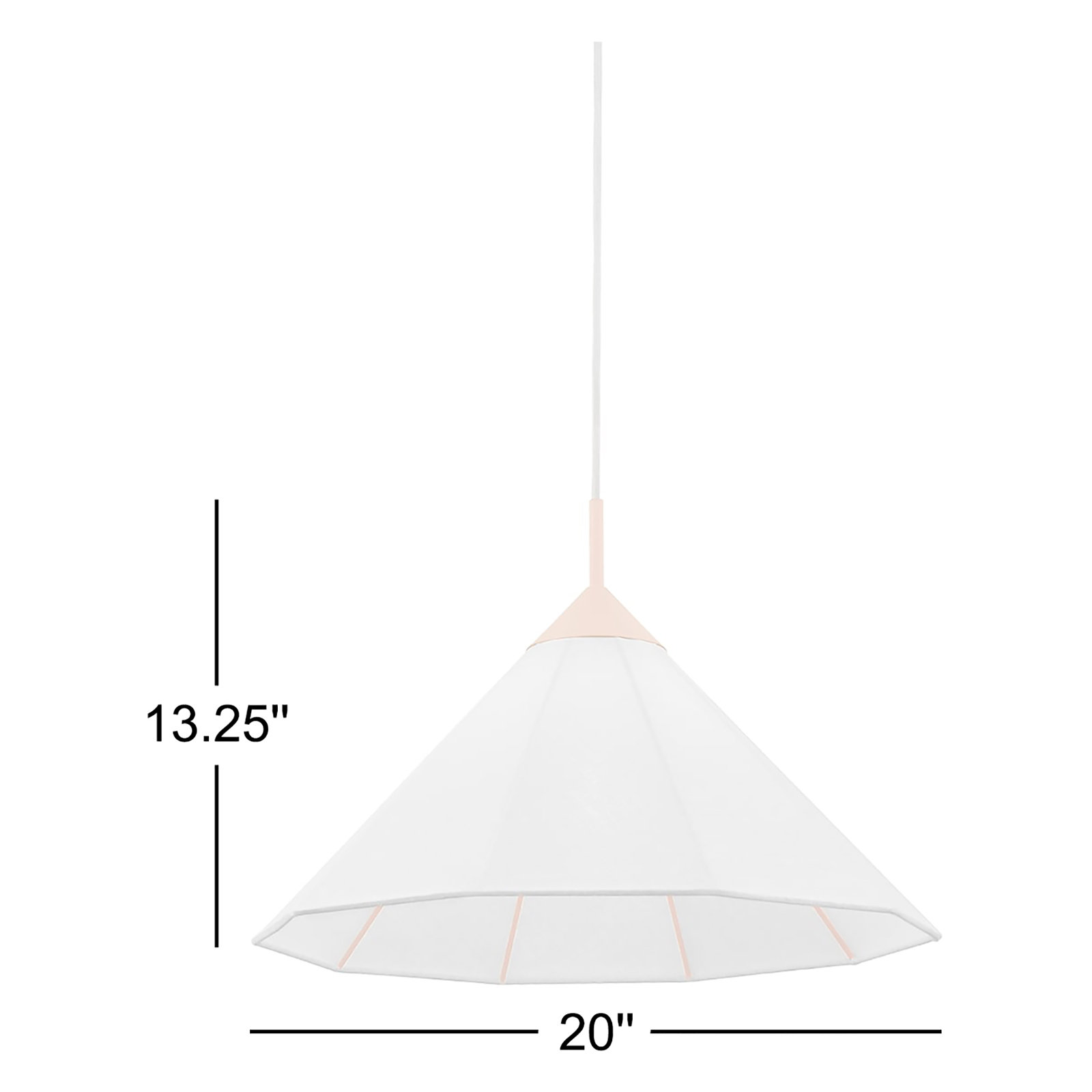 Single Light Pendant, Blush, 13.25" H x 20" W x 20" D, G25