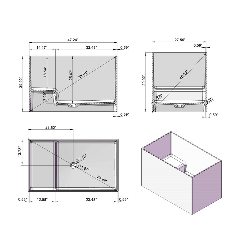 Freestanding Solid Surface Soaking Bathtub Matte White