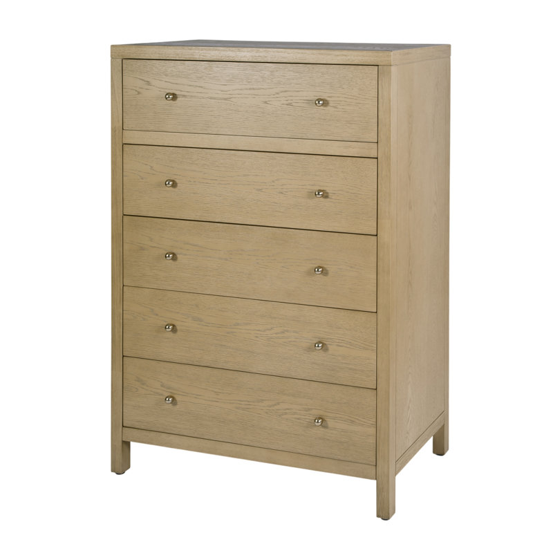 Commode 5 tiroirs Celine, Brun chêne clair