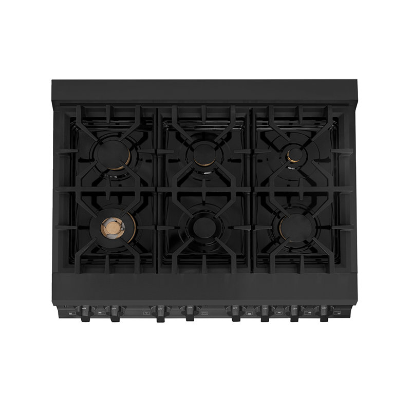 ZLINE 36" Legacy Dual Fuel Range, Black Brass Burners Stainless Steel