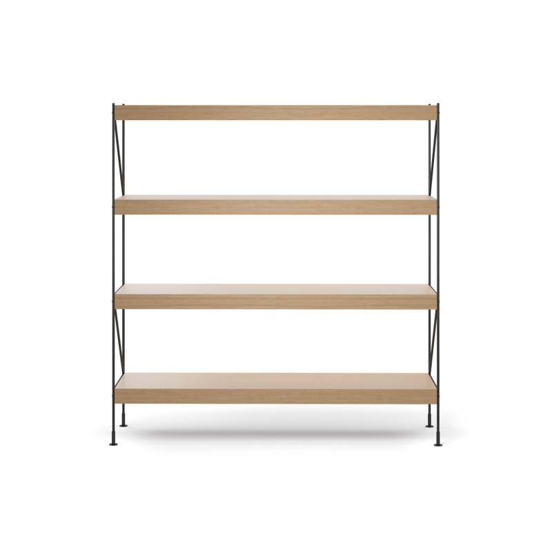 Zet Bookcase, (4 Shelves) 62.2" H x 60.2" W x 15.7" D, Natural Oak