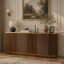 Buffet diagonal cannelé 63 po avec bordure dorée et plateau en faux marbre-763795395