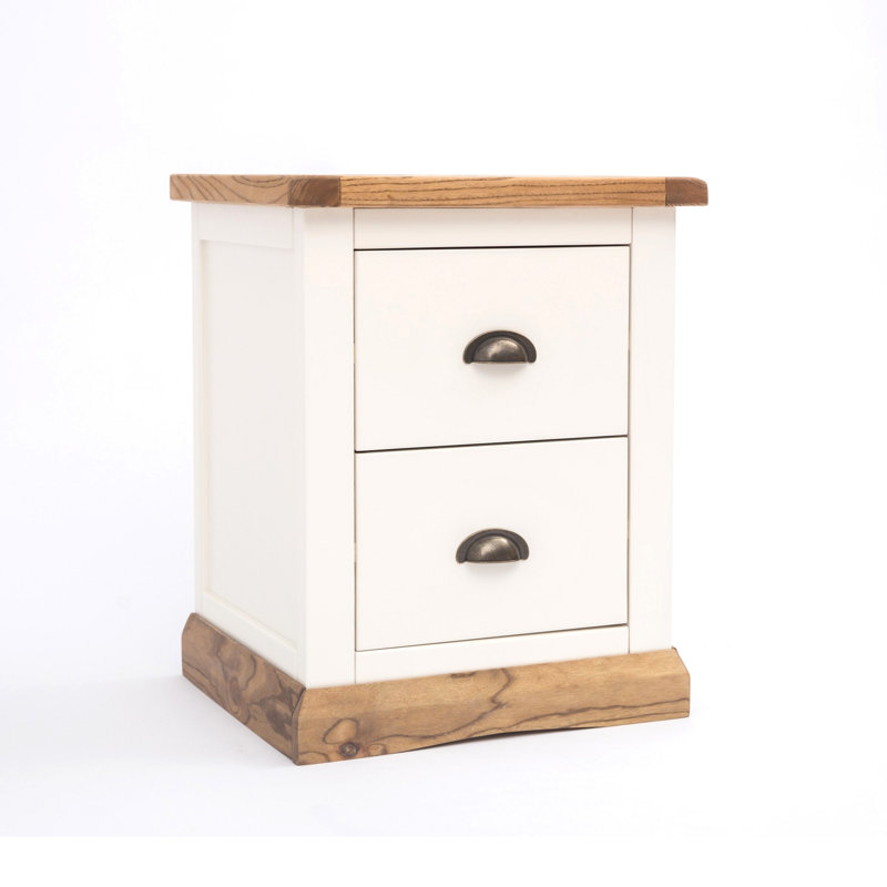 45cm W Solid + Manufactured Wood Bedside Table, Waxed Oak