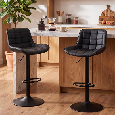 Zager Swivel Upholstered Adjustable Height Bar Stools