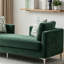 Banquette 77,5 po avec méridienne rembourrée en chenille et canapé-lit avec pieds en métal et 4 coussins décoratifs-130767758