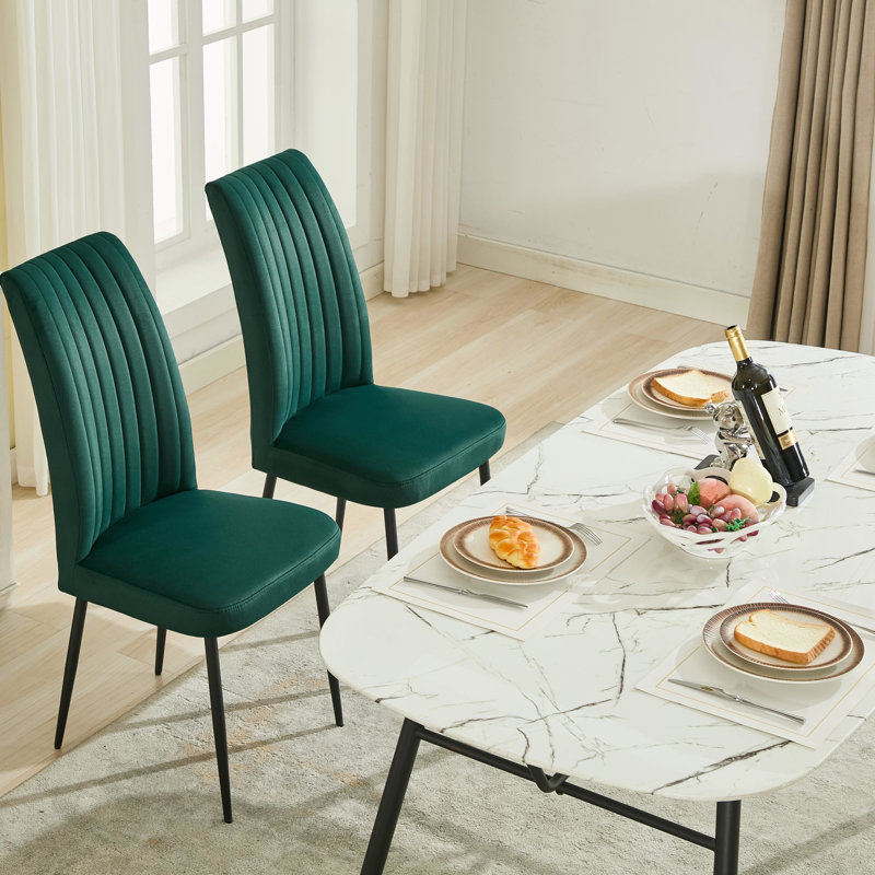 Ensemble de 2 chaises de salle à manger réglables en velours vert