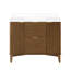 OVE Decors Gabi Meuble-lavabo simple autoportant en noyer chaud avec plateau en pierre blanche-2052122328