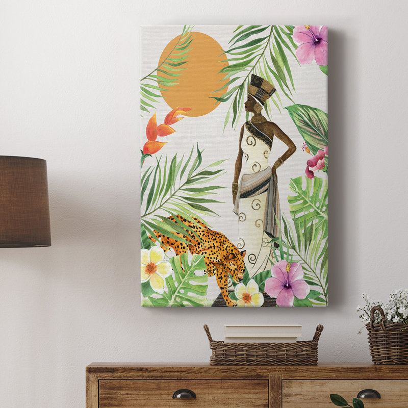 Feline Tropics II -Galery Enveloppé Cavas, H 12 po x l 8 po