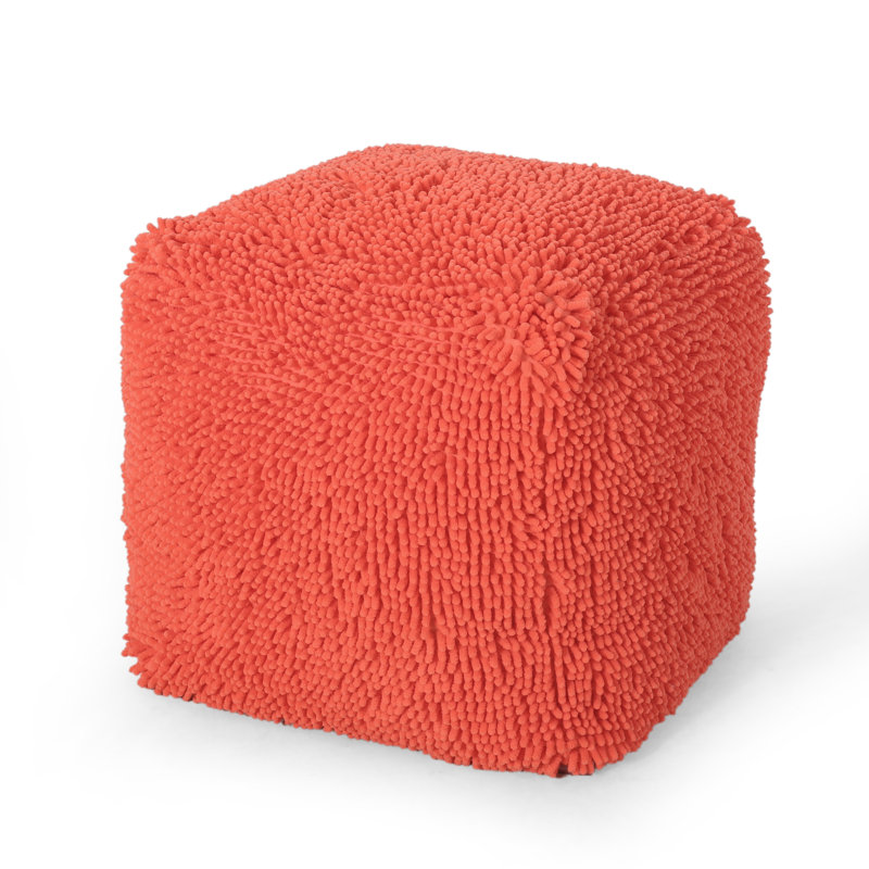 Upholstered Pouf, Coral 100% Polyester