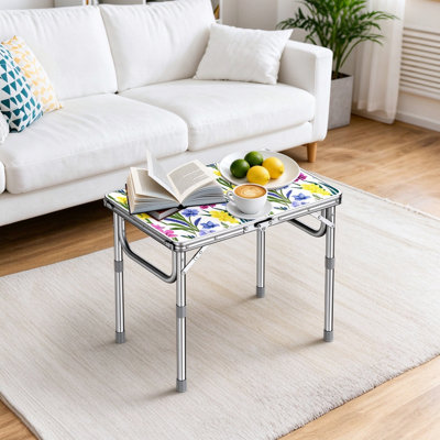 Folding and 3 Adjustable Height Picnic Table Silver 70 cm