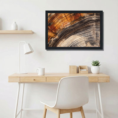 Brun et noir, arbre, section transversale, texture de grain de bois, art mural sur toile