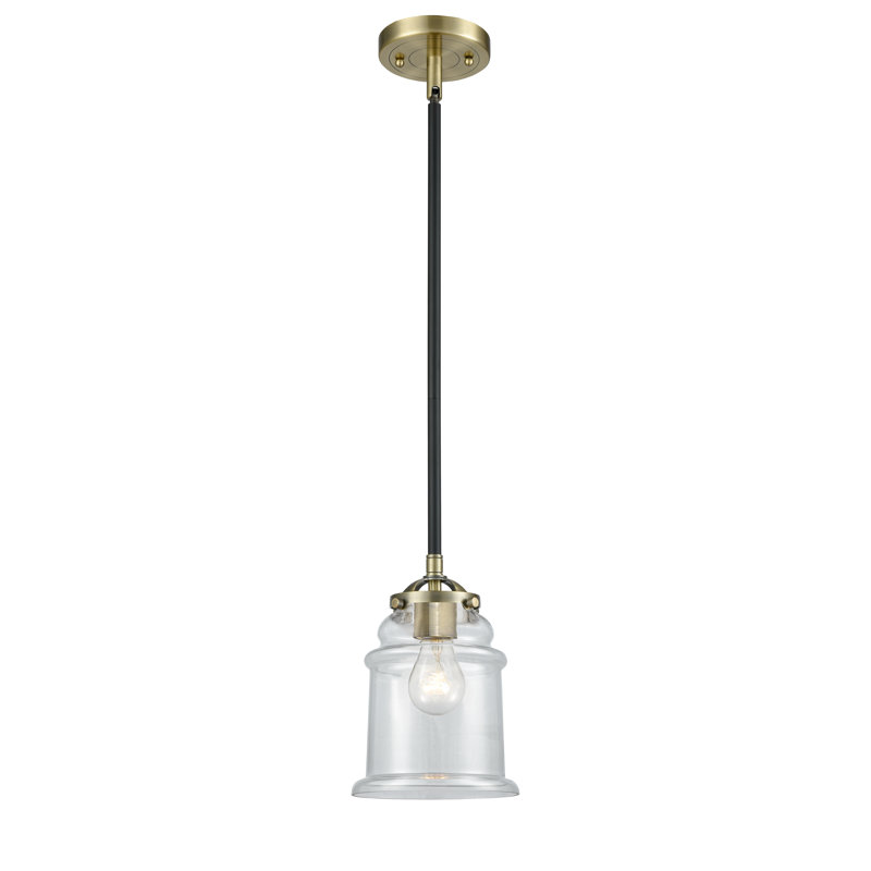 Luminaire suspendu conique à 1 lumière Alexandira, Laiton antique noir, DEL, Transparent