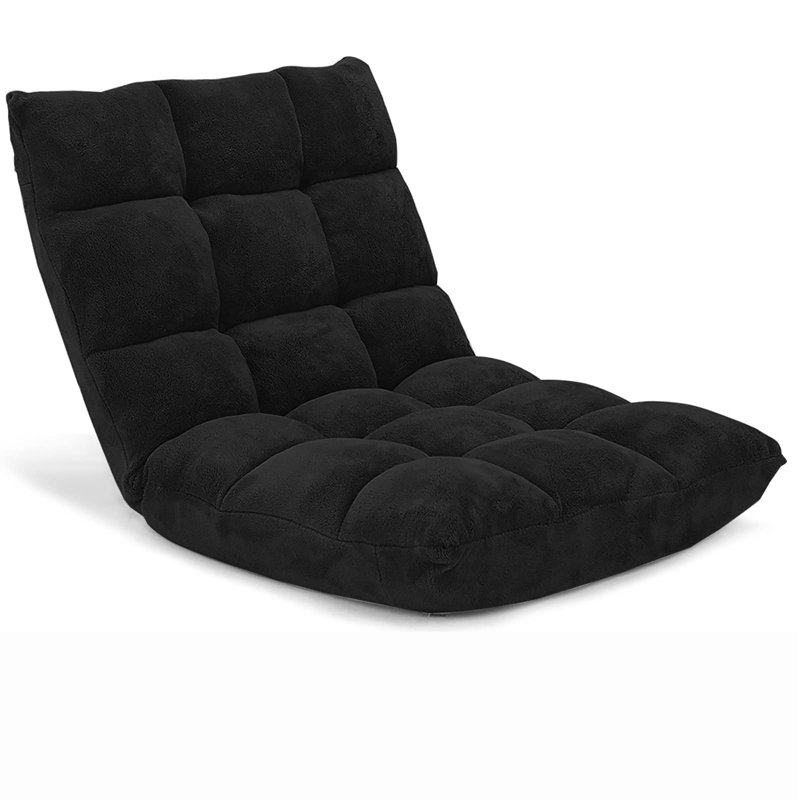 Chaise de plancher pliante avec dossier, Noir, noir, noir, noir