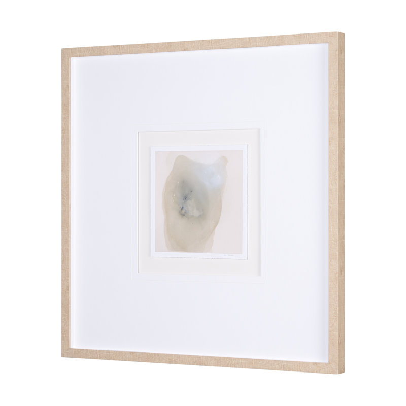 Paix par Ira Havuka sur toile texturée embelli à la main, Cadre en bois brun, Blanc, H 31,5 po x l 31,5 po x P 1,625 po
