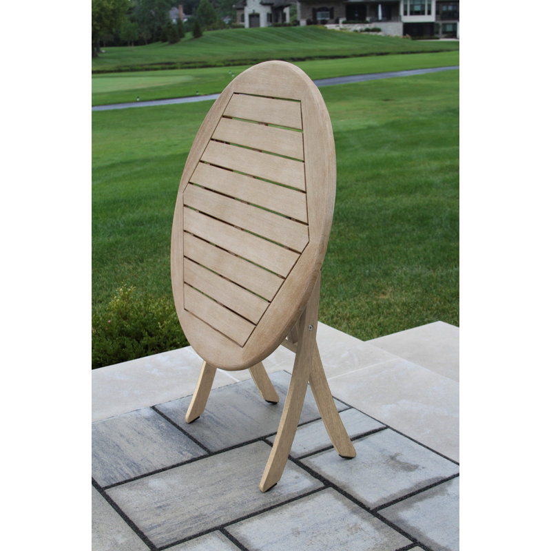 Suki Folding Solid Wood Bistro Table, Wheat
