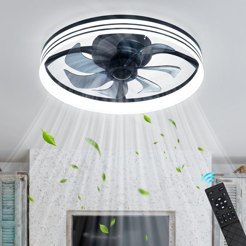 Modern 18.9" LED Ceiling Fan With Light, Dimmable  & Remote Control For Bedroom, Kitchen & Living Room