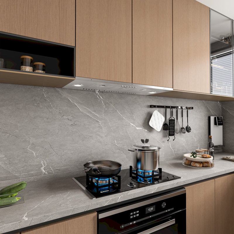 36 inch 900 CFM Convertible Insert Range Hood 4 Speed Quiet Stainless Steel Panel Push Button Control with LED Lights