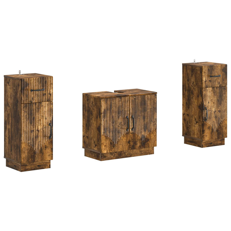 Bathroom Storage Furniture Set, Smoked Oak