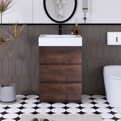 Meuble-lavabo simple 24 po avec surface solide Saunder