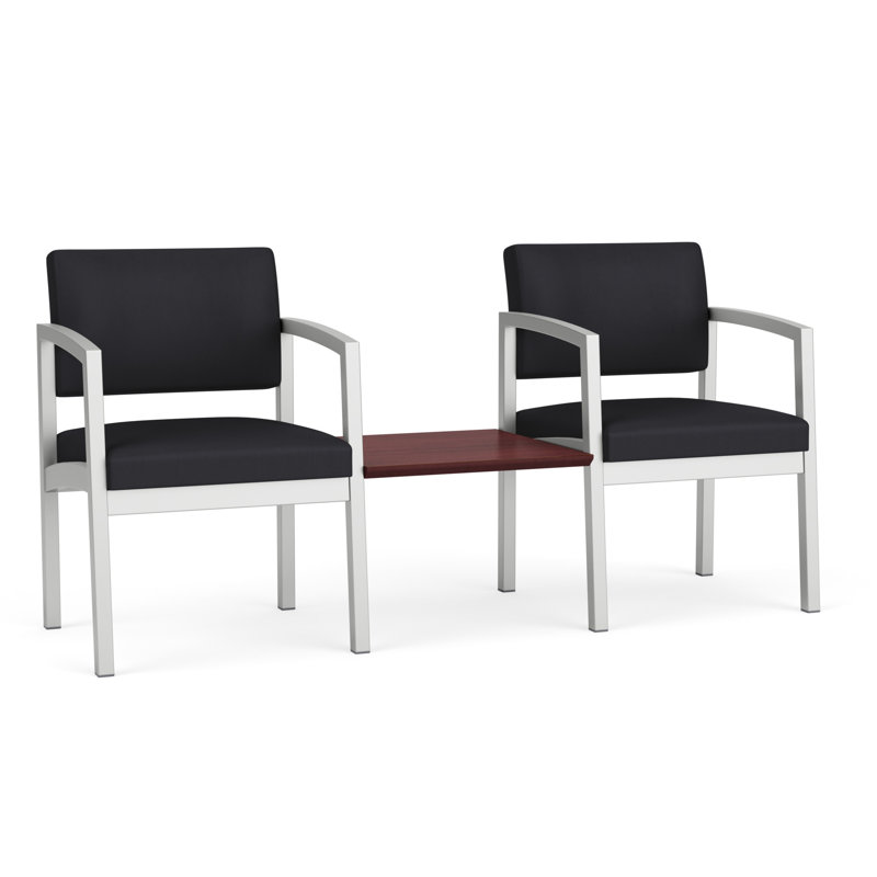 Structure tandem 2 places avec table centrale en acier Lenox, Noir Patriot Plus - nettoyez le vinyle avec un lin