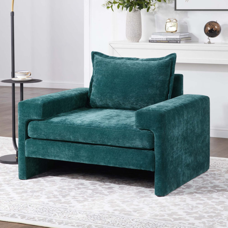 Fauteuil en chenille avec accoudoirs larges