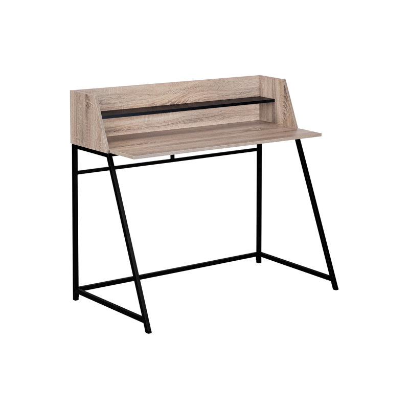 Bureau d'ordinateur, bureau personnel, ordinateur portable, tablettes de rangement, L 48 po, travail, stratifié brun, contemporain, moderne