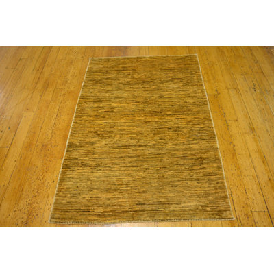 Tapis de zone en laine 3 pi 4 po x 4 pi 10 po one-of-kind à la main-noué la Nash