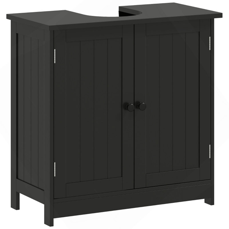 Armoire de salle de bain sous le lavabo de style moderne, armoire de rangement sur piédestal, Noir