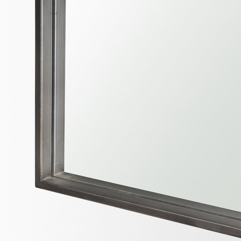 Tall Black Metal Arched Mirror with Sleek Design