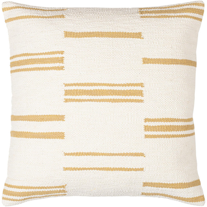 Jeté en coton Chanterelle, 18 po x 18 po, Jaune/blanc, Polyester/ Bourre en polyester