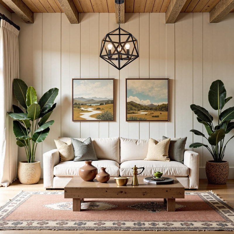 20" Farmhouse 3-Light Geometric Chandelier Dimmable