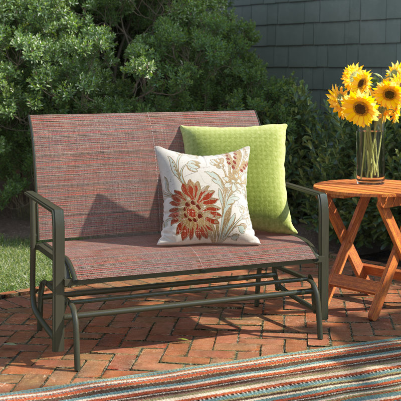 Sutapa Patio Glider Bench - Outdoor Rocking Loveseat with Sturdy Frame and Brown PVC-coated polyester Seats