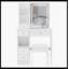 Petit meuble-lavabo de 29,2 po avec tabouret de bureau et tabouret rembourré à gauche 29,5 po, grande commande tactile, interrupteur tricolore, miroir à luminosité réglable, rangement à grande capacité, convient aux petits espaces-1545161362