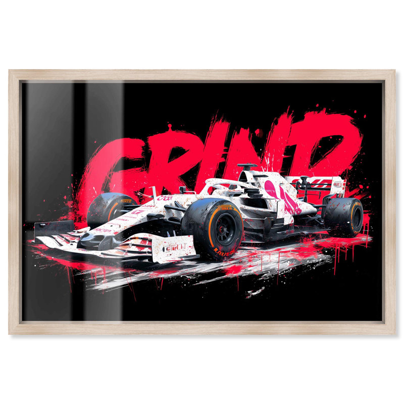 Grind Speed Car Red Shadowbox Print Mancave Decor par Art Remedy, cadre blond, 24 x 16, Cadre blond, H 17 po x l 25 po