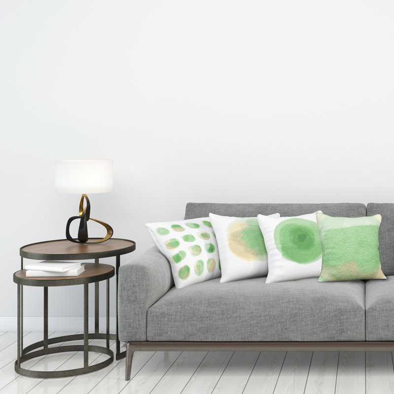 Everts Indoor / Outdoor Abstract Square Throw Pillow Cover, Pistachio Green/Ecru, 40cm H x 40cm W x 0.01cm D