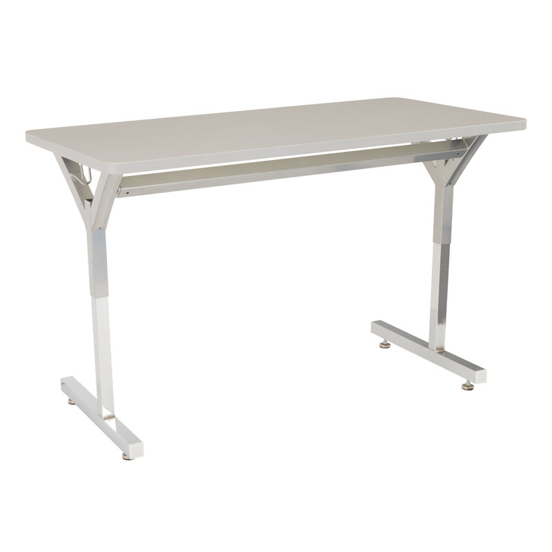 Rectangle Y-Frame Adjustable Height Collaborative Two Student Desk, Gray Spectrum