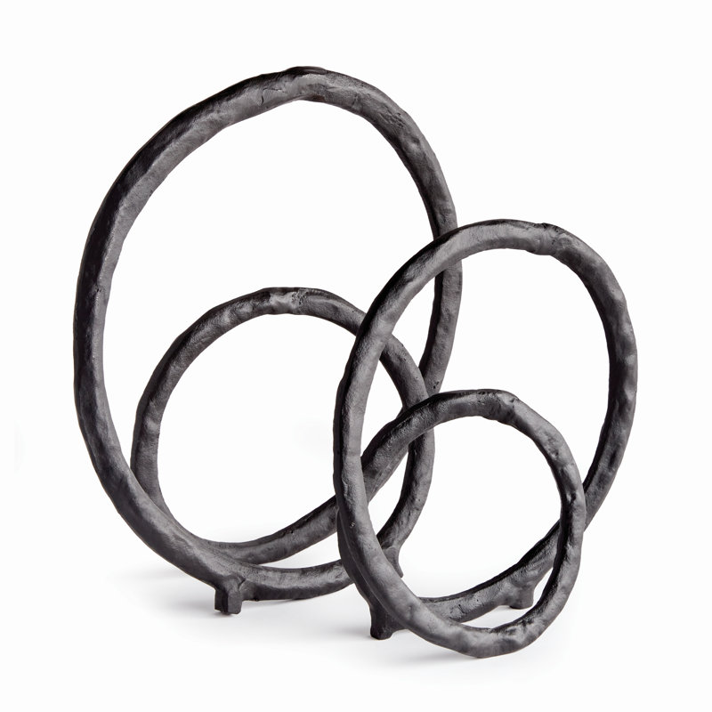 2 Piece Eldon Sculpture Set, 13" H x 13" W x 3.25" D, Black