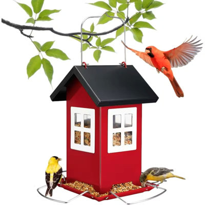 5. Mangeoires d'oiseaux sauvages à suspendre en métal avec 4 ports 361 Bird House